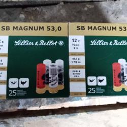 Boîtes de 25 cartouches calibre 12 plomb magnum Sellier et Bellot
