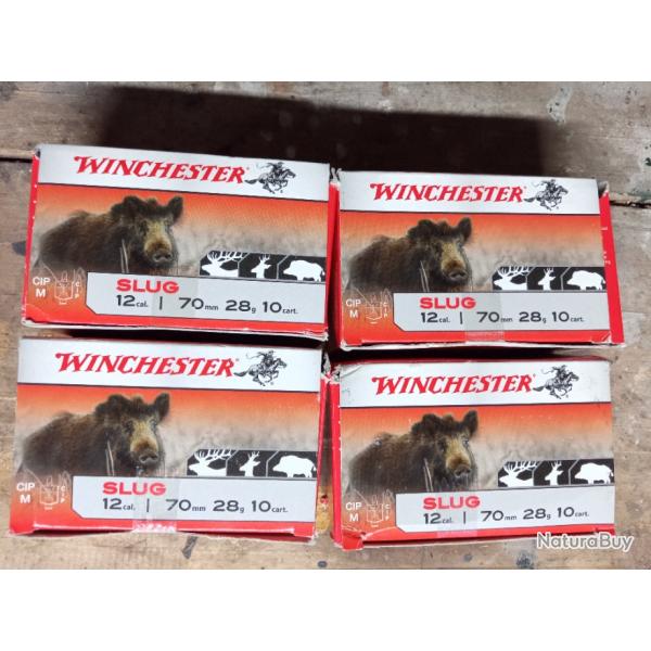 Botes de 10 cartouches calibre 12/70  Slugs Winchester