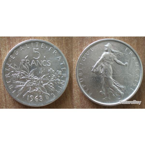 France 5 Francs 1963 Semeuse Piece Argent Frcs Frs Frc Frs