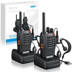 PACK 2x Talkie walkie Longue portée Rechargeable Pmr 446 MHz 16 Canaux avec écouteurs Radio