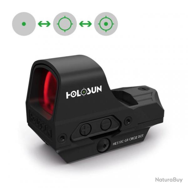 Holosun HE510C-GR | Green Circle Dot | 2MOA/32MOA | Alimentation Solaire | Auto-Sommeil