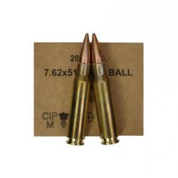 CARTOUCHES GGG 7.62x51 TYPE M80 (308 WIN) FMJ 147gr /20