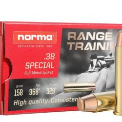 CARTOUCHES NORMA RANGE TRAINING CAL 38 SPECIAL 158GR FMJ