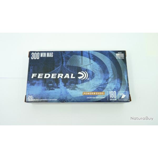 BOITE DE 20 MUNITIONS FEDERAL - CAL.300 WIN MAG - 180 GRAINS Jacketed Soft Point