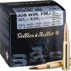 BOITE DE 50 CARTOUCHES SELLIER BELLOT CAL.308WIN FMJ 147GRS