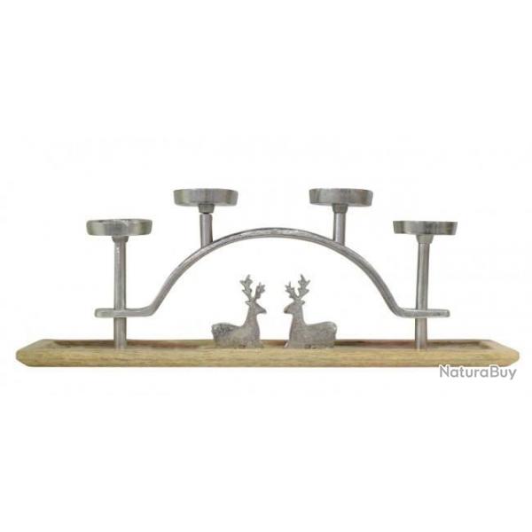 DECORATION DE TABLE CERFS 4 BOUGEOIRS