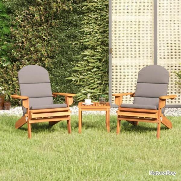 Ensemble de salon de jardin Adirondack 3 pcs bois acacia solide