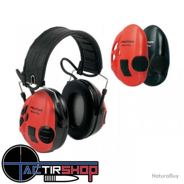 Casque lectronique 3M PELTOR SportTac Coques Noires/Rouges