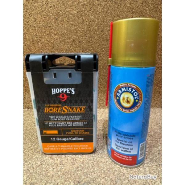 PACK NETTOYAGE CORDON BORESNAKE POUR FUSIL Cal 12 + AEROSOL HUILE - ARMISTOL