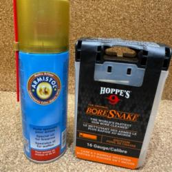 PACK NETTOYAGE CORDON BORESNAKE POUR FUSIL Cal 16 + AEROSOL HUILE - ARMISTOL