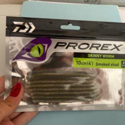 Leurres Prorex skinny worm 10 cm - Smoked shad (Lot de 6)