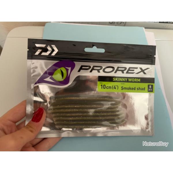 Leurres Prorex skinny worm 10 cm - Smoked shad (Lot de 6)