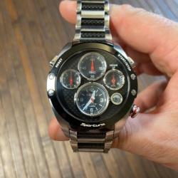 RARE MONTRE F1 CHRONOGRAPHE SEIKO SPORTURA MEN'S BLACK WATCH CARBON SÉRIE LIMITÉE