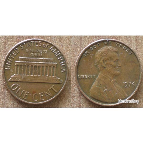 Usa 1 Cent 1974 Lincoln Cent Dollar Piece Etats Unis Dollars