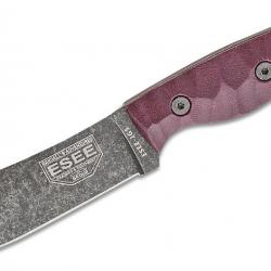 Couteau ESEE JG5-LM Camp-Lore Burgundy Lame Acier Carbone 1095 Manche Micarta Etui Cuir USA ESJG5LM