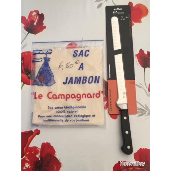 Couteau  jambon avec son sac