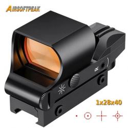 AirsoftPeak Viseur Point Rouge 1x28x40 4 Réticules -