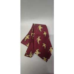 CRAVATE BORDEAUX MOTIF BECASSE 100% SOIE