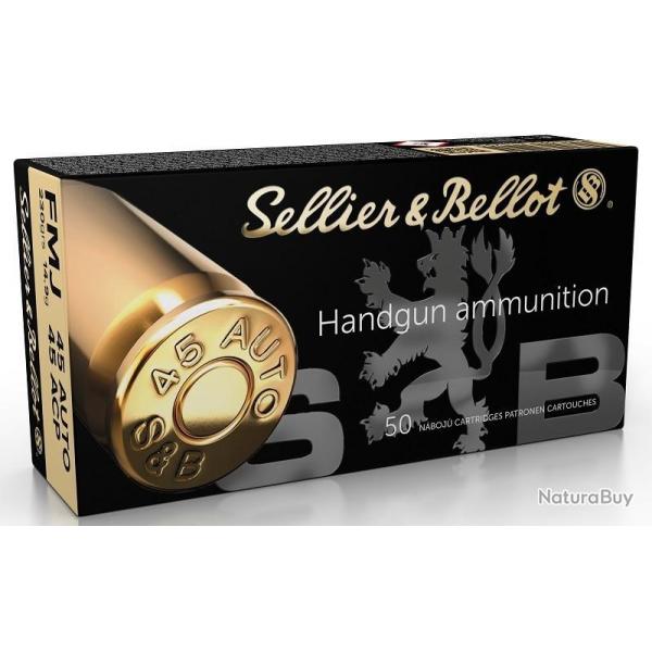 Munitions SELLIER&BELLOT Cal.45auto FMJ 14.9g par 250 (Ref.3039)