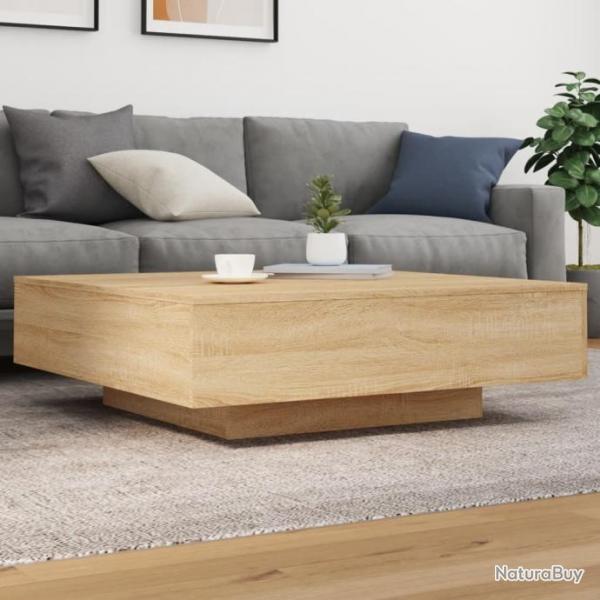 Table basse avec lumires LED chne sonoma 100x100x31 cm