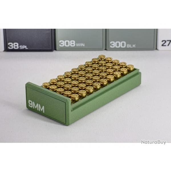 Boite de rangement pour munition 9mm 100cartouches CUSTOMISABLE sur le couvercle