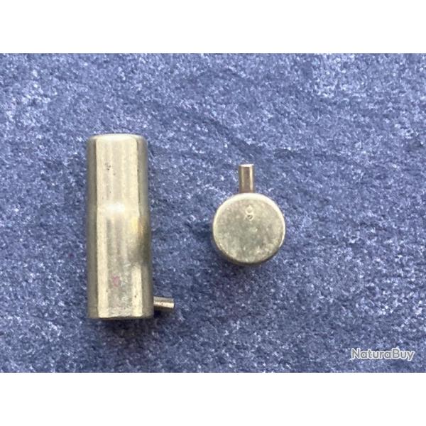 9 mm  broche  grenaille pour revolver Lefaucheux  - tui laiton bouteill de 27.7 mm