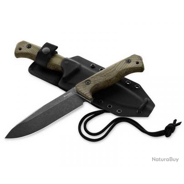 Poignard "T6" K490 blackwash, Manche micarta vert [Lionsteel]