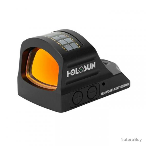 Holosun HE407C-GR X2 | Viseur Micro Reflex | Point Vert 2MOA | Solaire | IPX8