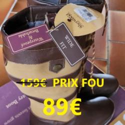 BOTTES SHERWOOD DURHAM CUIR CAOUTCHOUC MARRON  PT  40