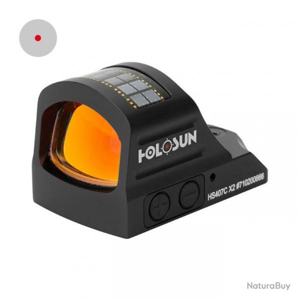 Holosun HS407C X2 | Viseur Red Dot 2MOA | Shake Awake | Alimentation Solaire