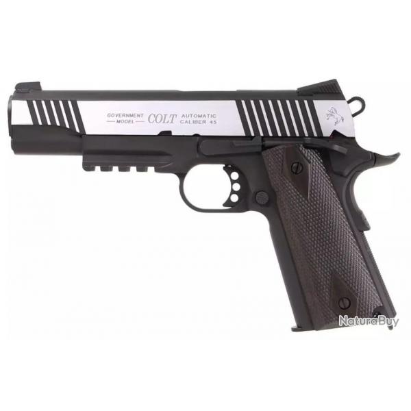 Colt 1911 Rail gun Bicolore culasse metal Blowback - CO2- KWC