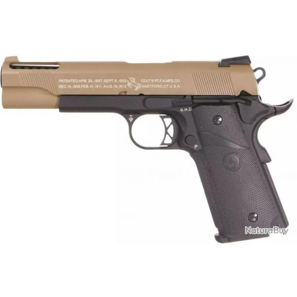 Pistolet Colt 1911 Ported - Full Metal GBB - Tan Black - SRC