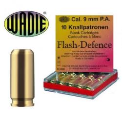 Cartouche à blanc Flamme FLASH DEFENCE 9mm PAK - WADIE - Boite de 10