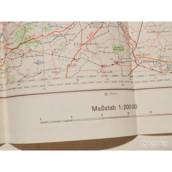 carte allemande 1:200000 nr 24 Chartres aot 1942 HER24CAR007 - WWII     Carte couleur