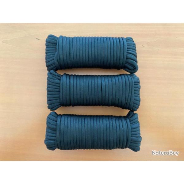 Lot de 3 paracorde noir 5mm - 1 sans prix de rserve !!