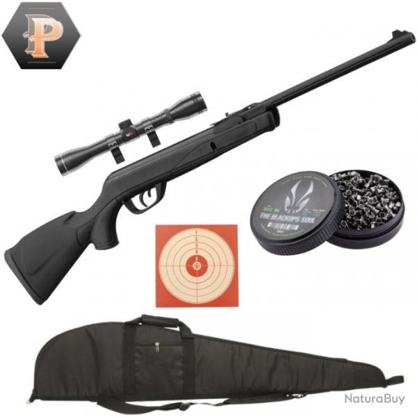 Carabine GAMO Delta Black synthtique - 4.5mm - 7,5 joules + plombs + cibles + fourreau + lunette