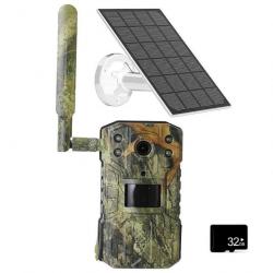 Caméra de Chasse 14MP 4G Mem 32Go Solaire Imperméable PIR Caméra Vision Nocturne 30m Détection