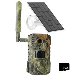 Caméra Chasse 14MP 4G Mem 64Go Solaire Etanche PIR Caméra Vision Nocturne 30m Détection Surveillance