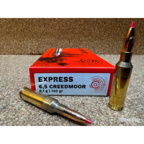 BOITE DE 20 CARTOUCHES GECO EXPRESS CAL. 6.5 Creedmoor 9.1gr, EN Stock !!!