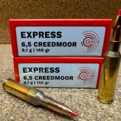 2 BOITES , 40 CARTOUCHES GECO EXPRESS CAL. 6.5 Creedmoor 9.1gr, EN Stock !!!