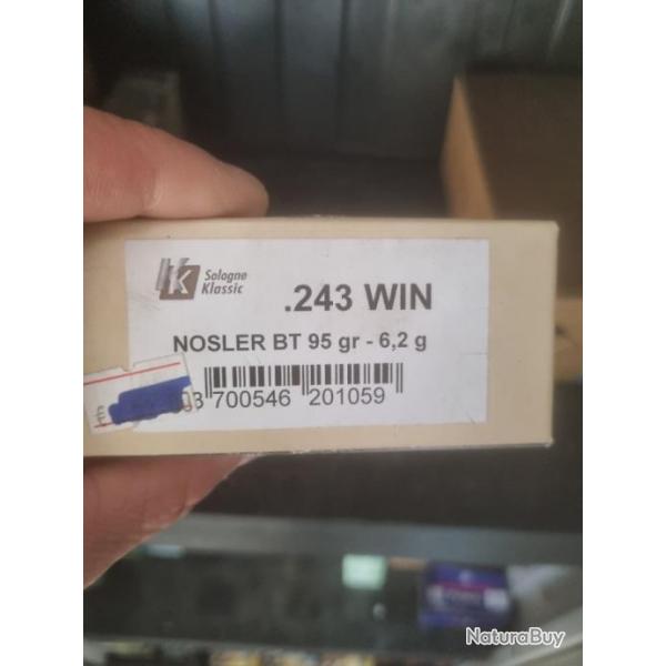 Balle nosler bt 243 winchester