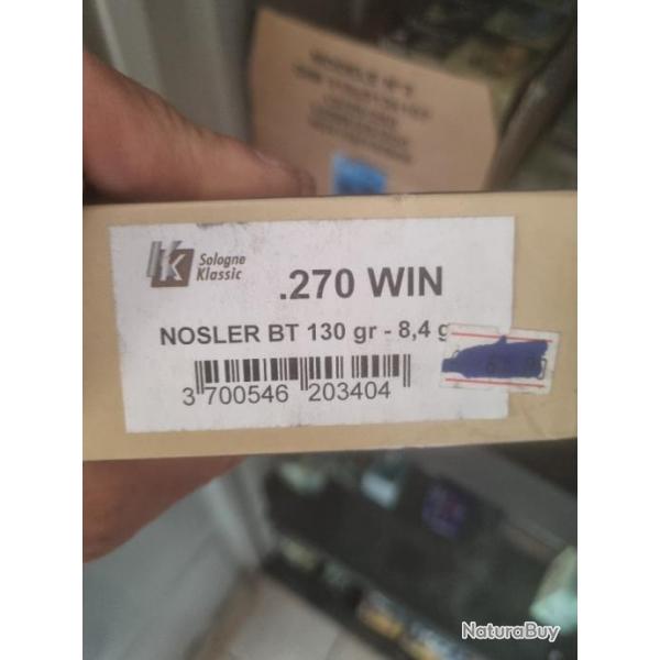 Lot de 5 botes de nosler bt 130 gr et 8,4 g