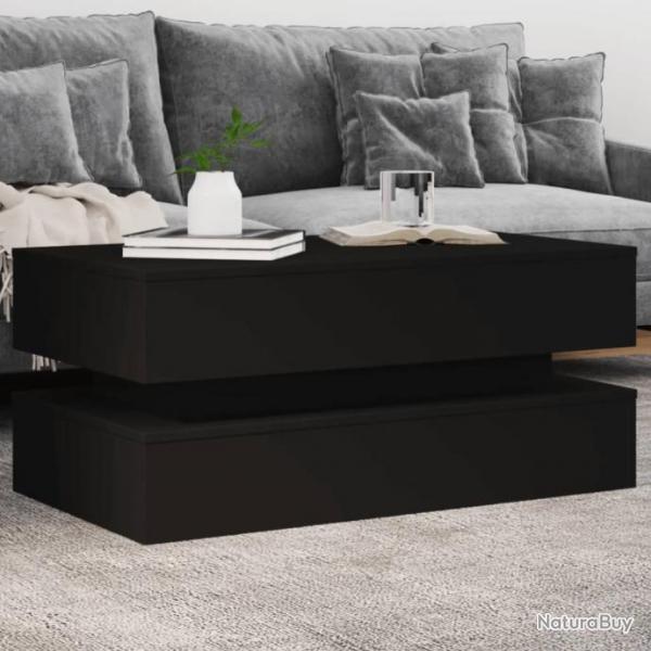 Table basse avec lumires LED noir 90x50x40 cm