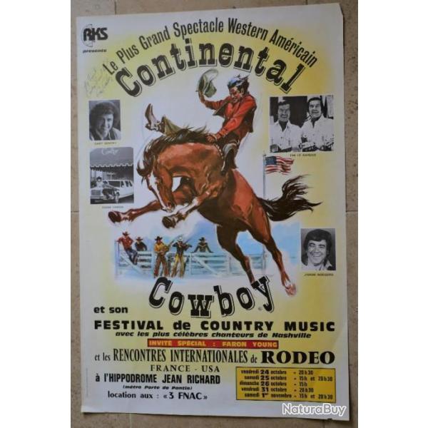 VINTAGE WESTERN COWBOY RODO - affiche originale d'hippodrome J.Richard annes 70 annes 80