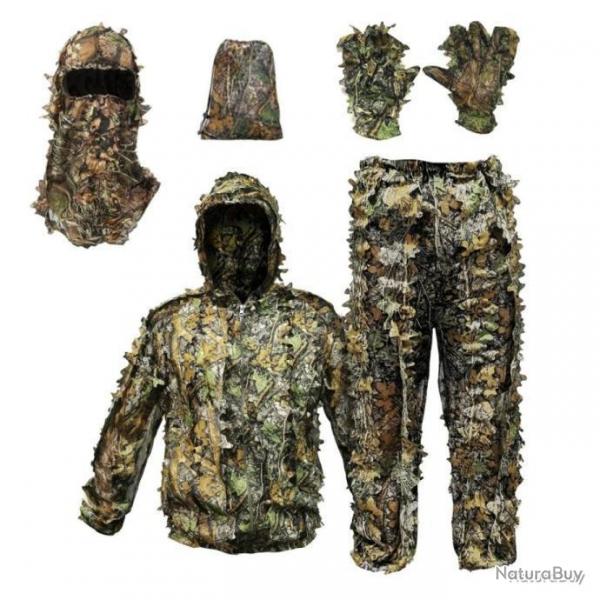 TENUE CAMOUFLAGE 3D FORT EUROPENNE COMPLTE CHASSE TACTIQUE AIRSOFT- 4 PICES - LIVRAISON GRATUITE