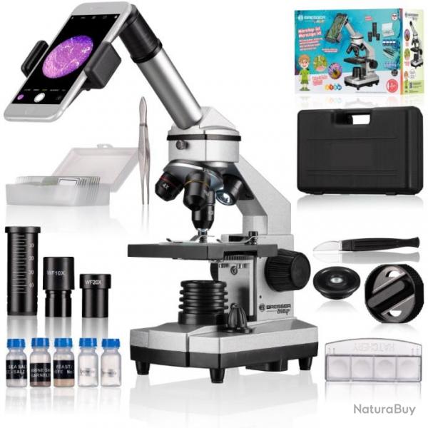 Microscope Biolux CA 40x-1024x Set de haute qualit pour dbutants en Mtal + Accessoires