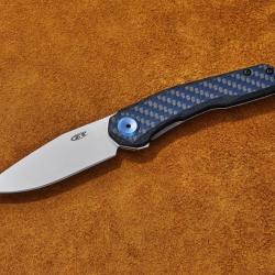 Couteau Zero Tolerance CPM-MagnaCut SW Manche Blue/Black CFiber & Titane FrameLock USA ZT0545BLUCF