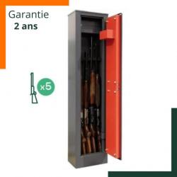 Armoire forte pour 5 fusils + petit coffre intégré - Acier - Garantie 2 ans et livraison gratuite