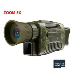 Caméra Vision Nocturne Infrarouge Zoom5X Mémoire 16Go Monoculaire Photos Vidéos Chasse Outdoor Rando