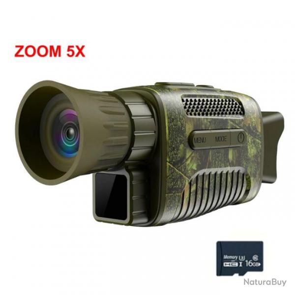 Camra Vision Nocturne Infrarouge Zoom5X Mmoire 16Go Monoculaire Photos Vidos Chasse Outdoor Rando